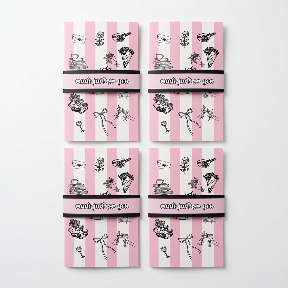 Set of 4 Pink‎ Handmade Birthday Gift Card Booklet, Waterfall Gift Card Holder